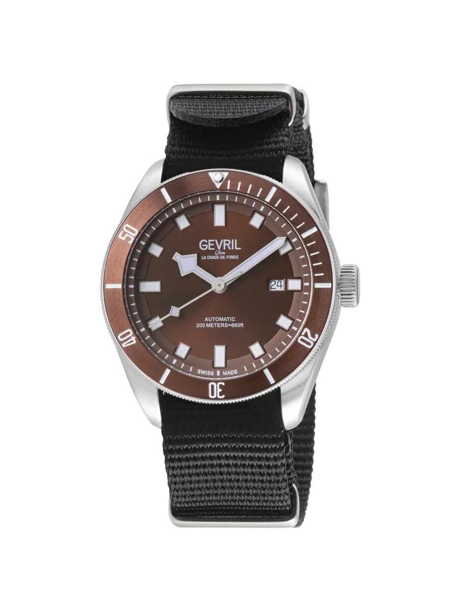 Мужские часы Gevril Yorkville Automatic с коричневым циферблатом 48607N — изображение 1 из 3, оттенок коричневый