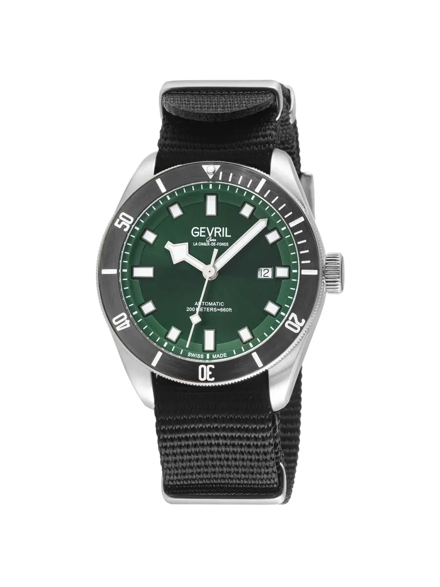 Мужские часы Gevril Yorkville Automatic с зеленым циферблатом 48606N — изображение 1 из 3, оттенок черный