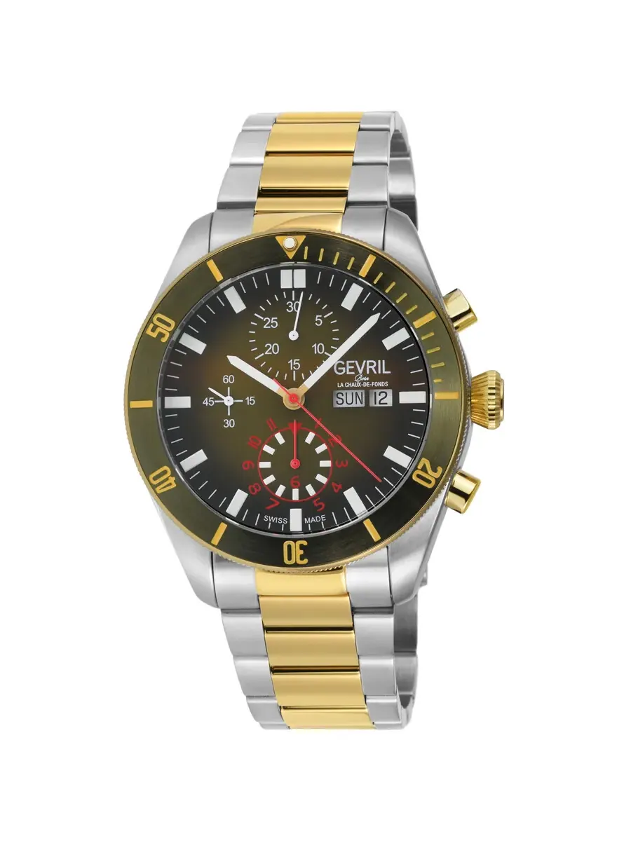 Мужские автоматические часы Gevril Yorkville Chronograph с зеленым циферблатом, модель 48625B — изображение 1 из 1