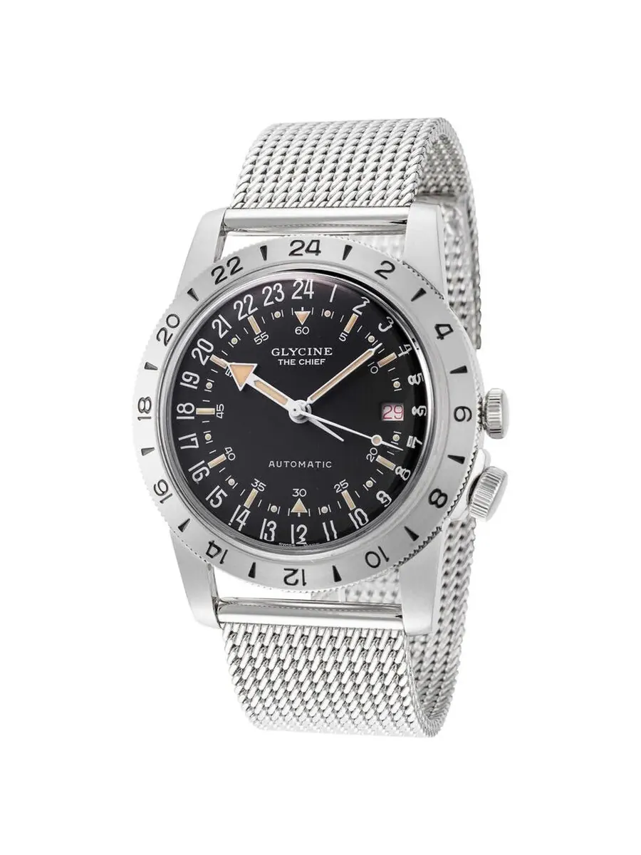 Glycine Airman Vintage The Chief Purist Автоматические унисекс-часы с черным циферблатом GL0468 — изображение 1 из 1