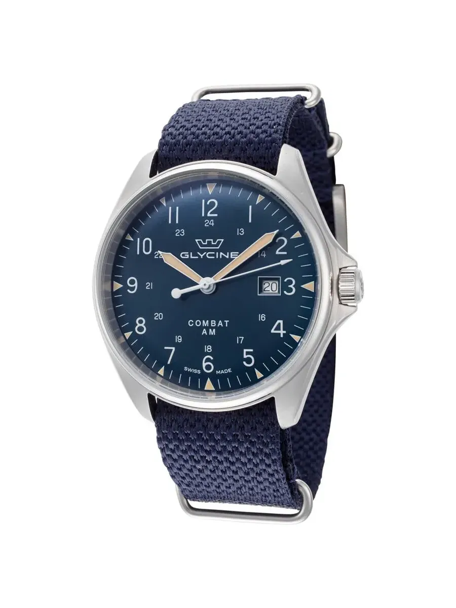 Мужские механические часы Glycine Combat 6 Vintage с синим циферблатом GL0457