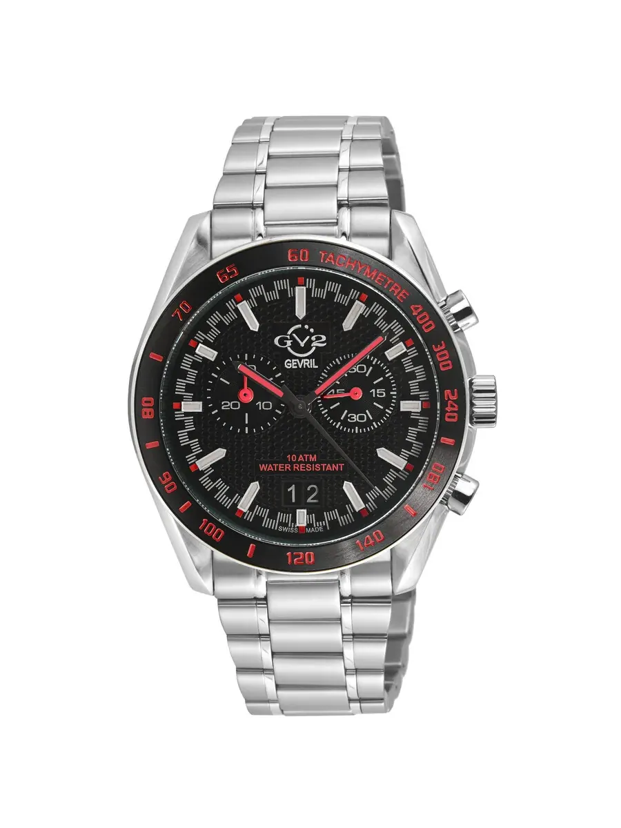 Мужские часы GV2 от Gevril Freccia Chronograph Quartz с черным циферблатом 42900B Gv2 By Gevril — изображение 1 из 3