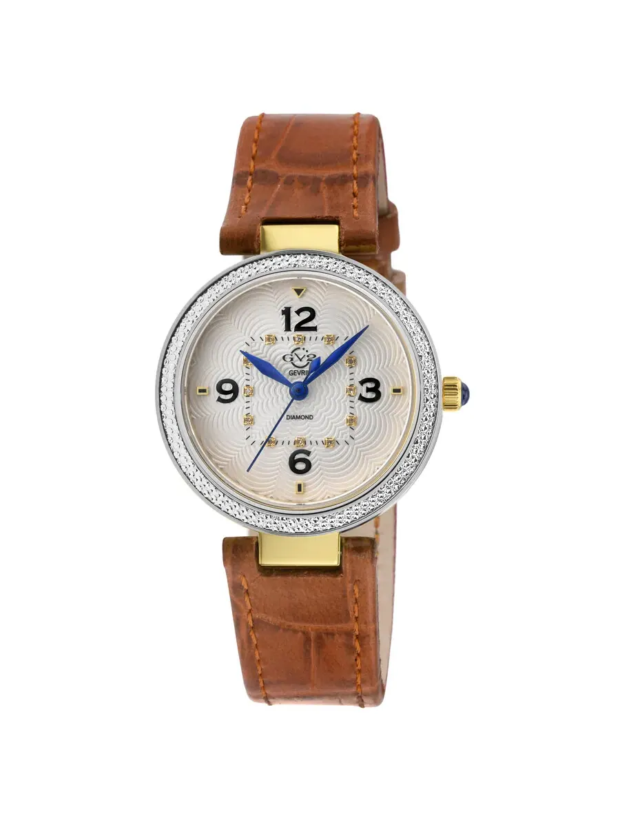 Женские кварцевые часы GV2 by Gevril Piemonte с белым циферблатом, артикул 14203-4 — изображение 1 из 3, оттенок серебряный