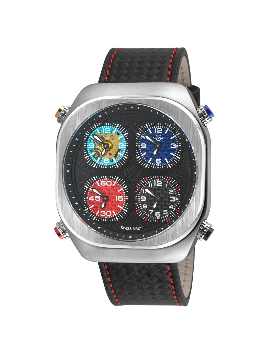 Мужские часы GV2 от Gevril Quattro Quartz с черным циферблатом 43400 Gv2 By Gevril — изображение 1 из 3, оттенок серебряный