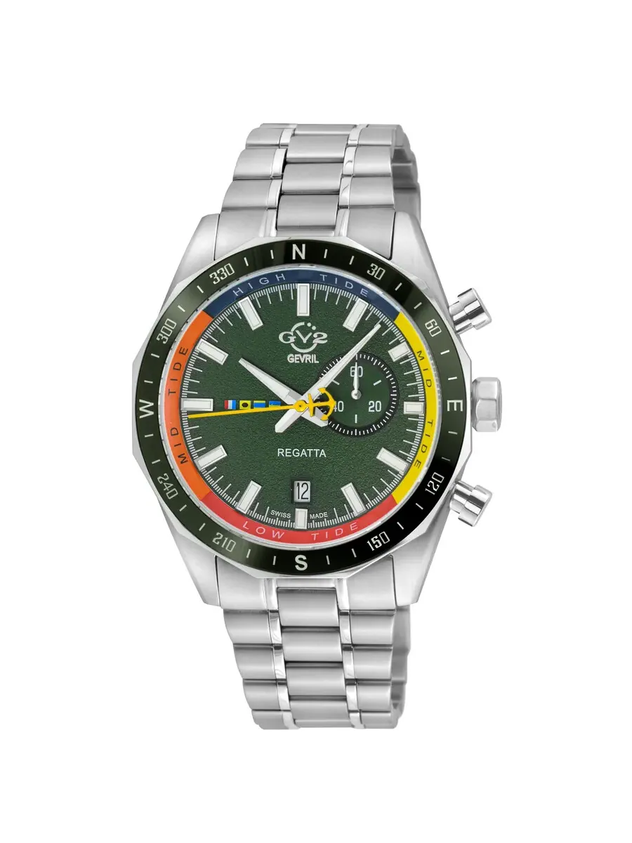Мужские часы GV2 от Gevril Regatta с зеленым циферблатом, модель 42703B Gv2 By Gevril — изображение 1 из 3, оттенок зеленый
