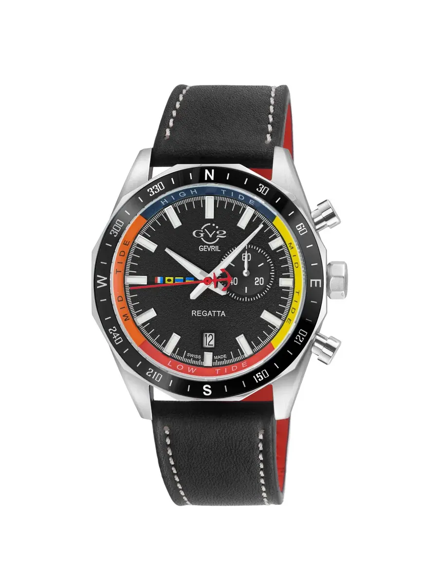 Мужские часы GV2 от Gevril Regatta Quartz с черным циферблатом 42700 Gv2 By Gevril — изображение 1 из 3, оттенок черный