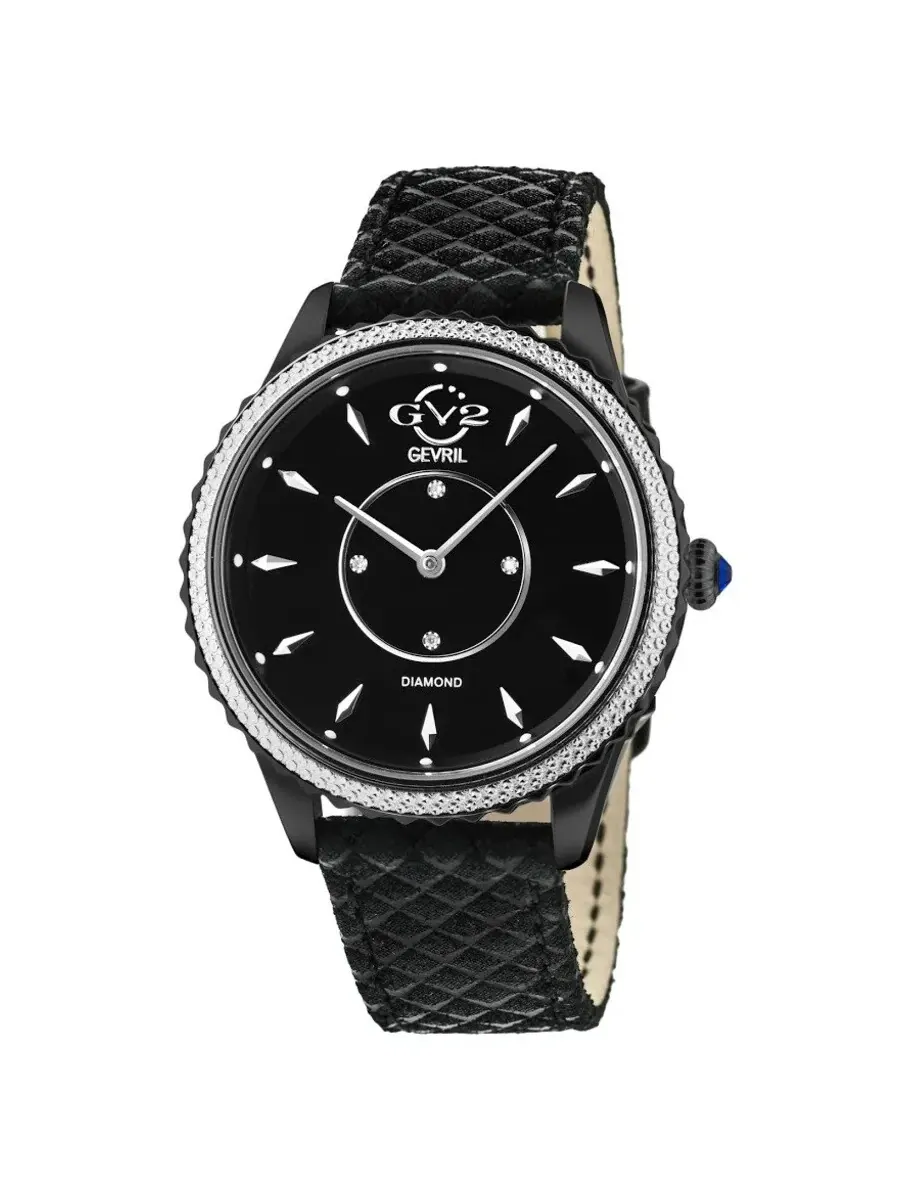 Женские часы GV2 by Gevril Siena Quartz с черным циферблатом и бриллиантами 11703-425.E — изображение 1 из 3, оттенок черный
