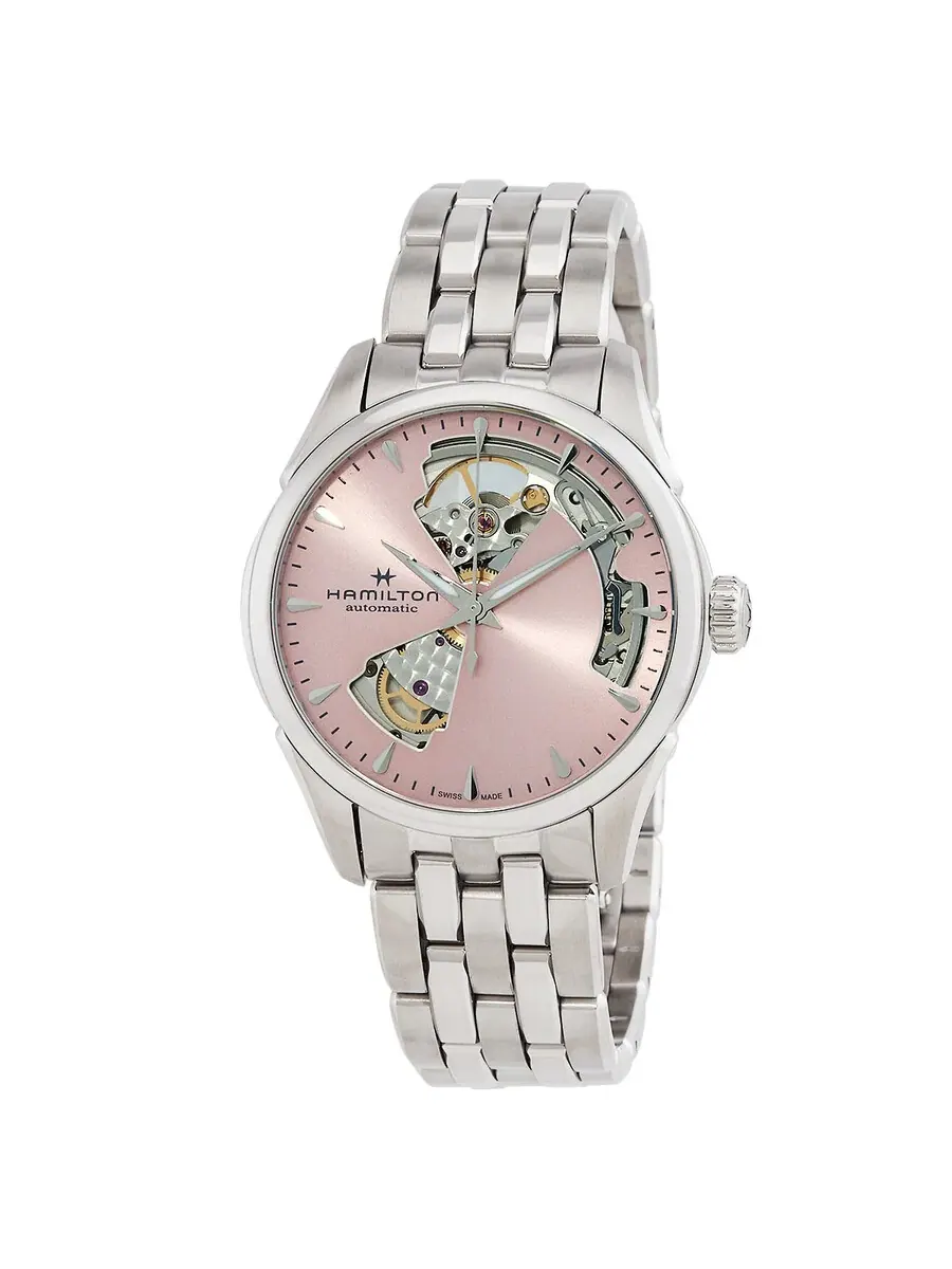 Женские часы Hamilton Jazzmaster Automatic с розовым циферблатом H32215170 — изображение 1 из 3, оттенок серебряный