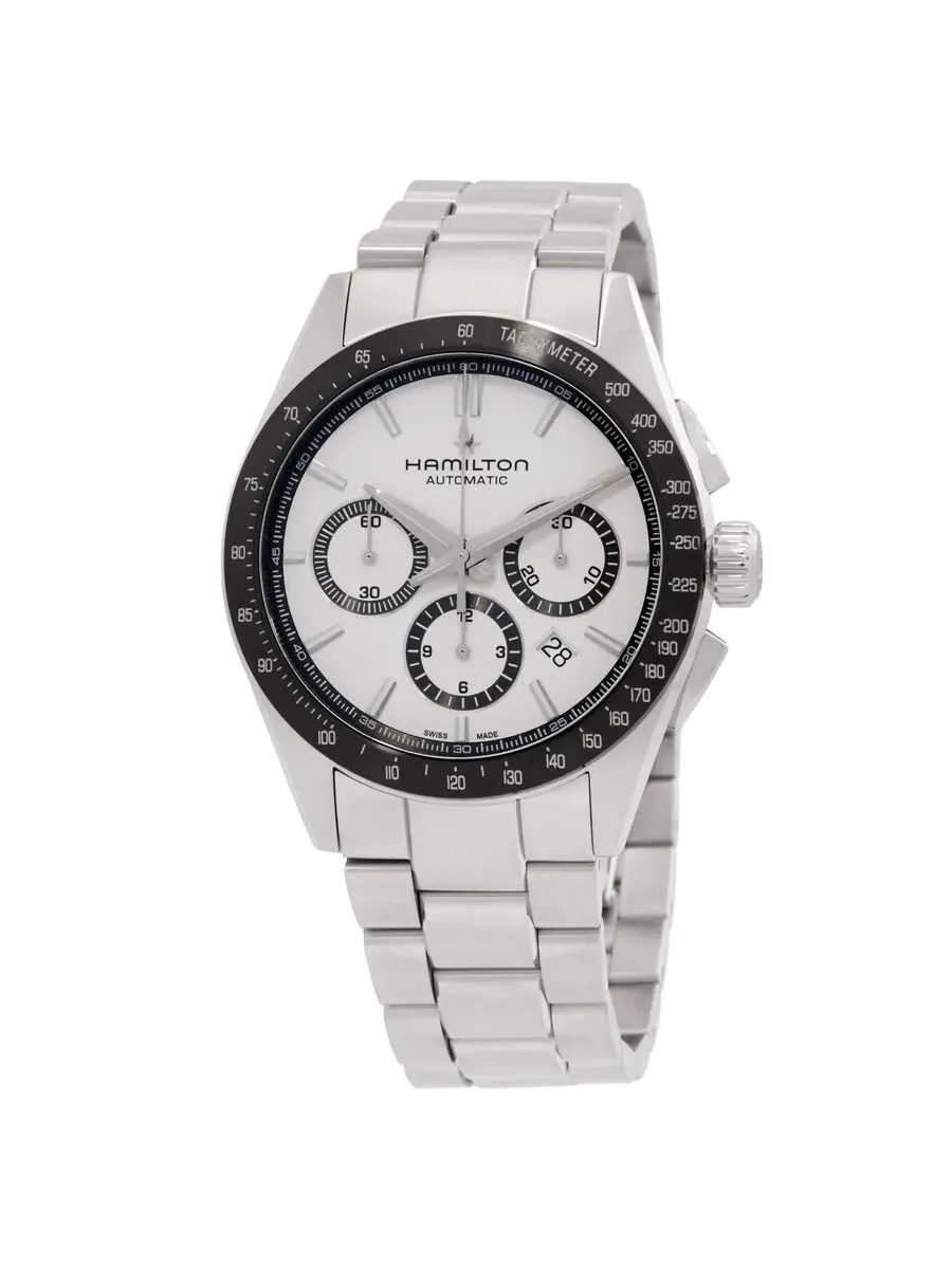 Мужские часы Hamilton Jazzmaster Chronograph Automatic с белым циферблатом H36606110 — черный