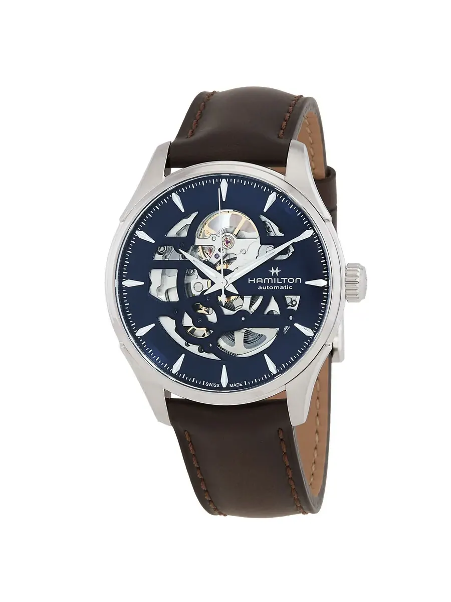 Мужские часы Hamilton Jazzmaster Skeleton Automatic с синим циферблатом H42535541 — изображение 1 из 3, оттенок серебряный