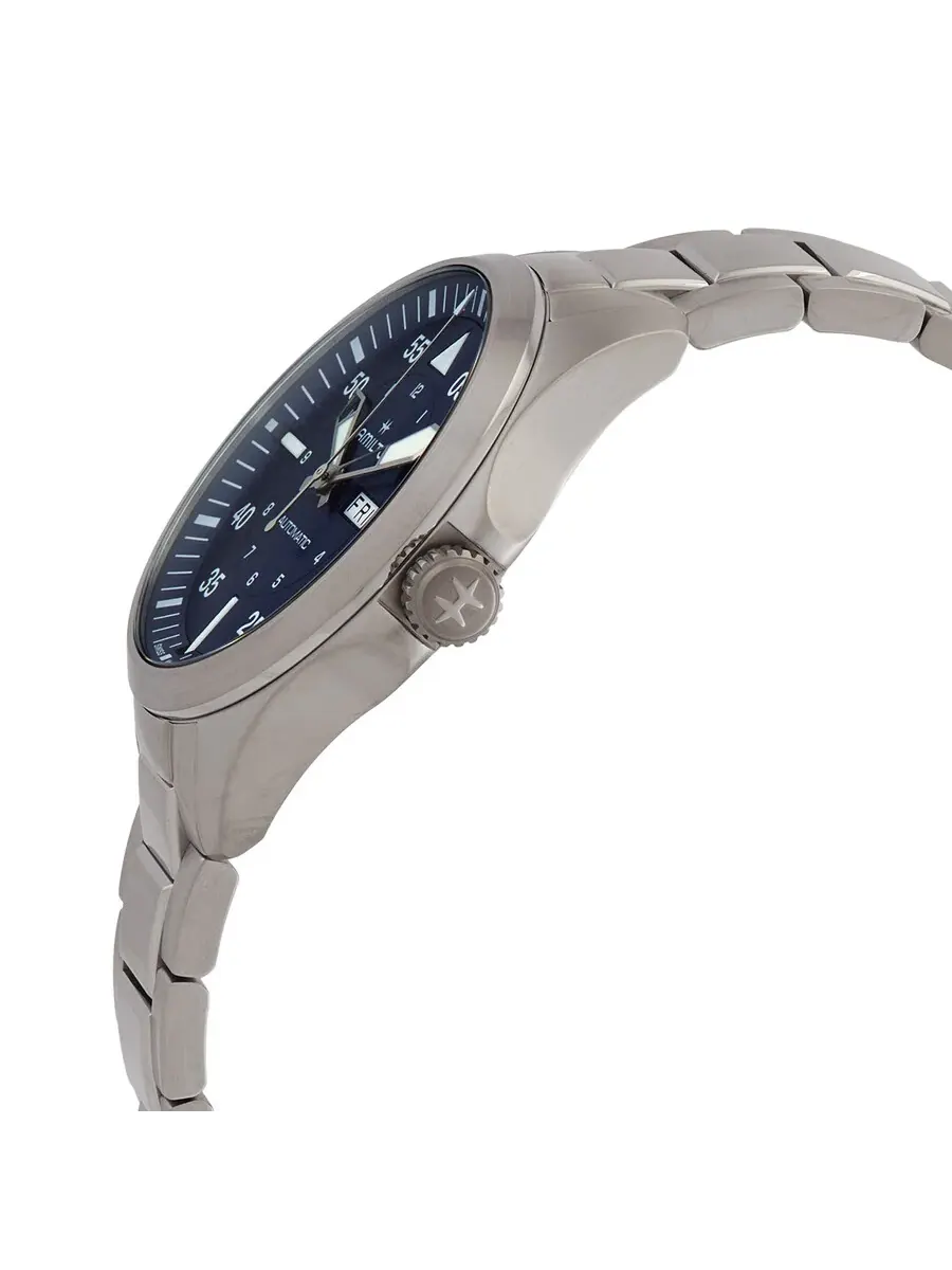 Мужские часы Hamilton Khaki Aviation с автоматическим механизмом и синим циферблатом H64635140 — изображение 2 из 3