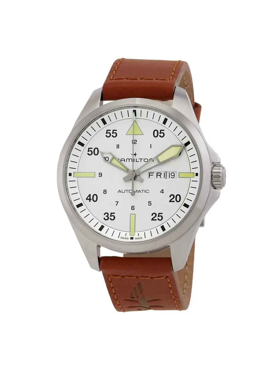 Мужские автоматические часы Hamilton Khaki Aviation с серебристым циферблатом, модель H64635550 — изображение 1 из 3