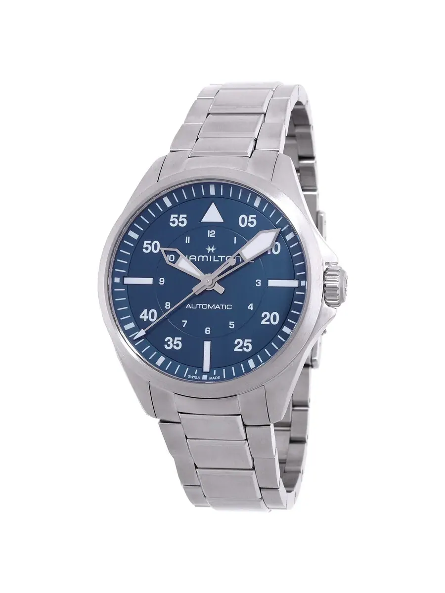 Часы Hamilton Khaki Aviation Pilot Automatic с синим циферблатом H76305140 — изображение 1 из 3, оттенок серебряный