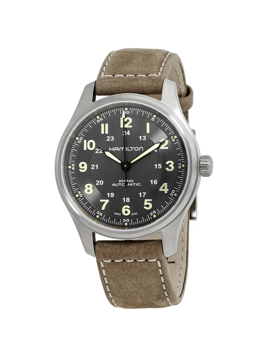 Мужские автоматические часы Hamilton Khaki Field с черным циферблатом, модель H70545550 — изображение 1 из 3, оттенок серый