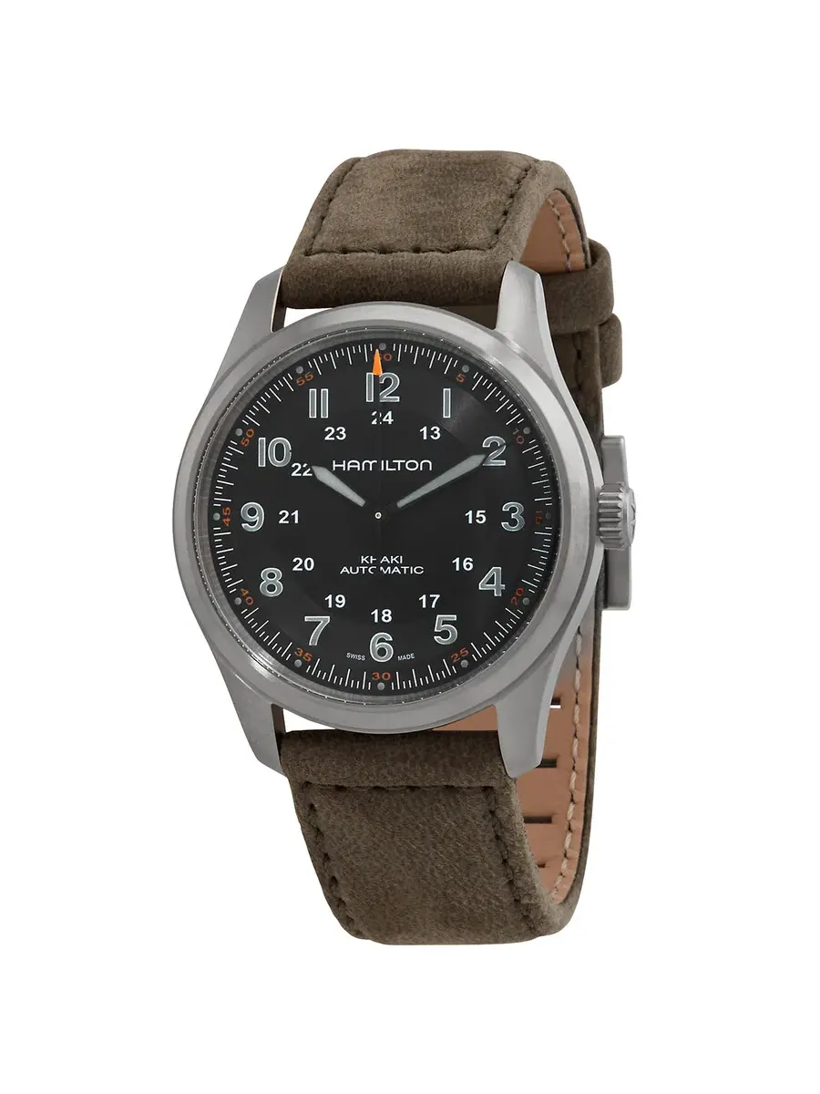 Часы Hamilton Khaki Field Automatic с черным циферблатом для мужчин и женщин H70205830 — изображение 1 из 3, оттенок черный