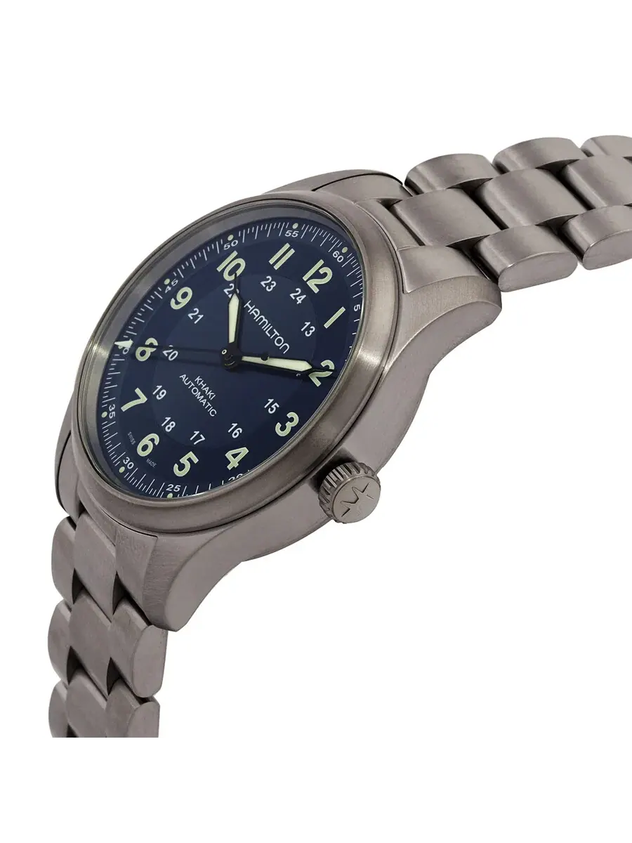 Мужские часы Hamilton Khaki Field с автоматическим механизмом и синим циферблатом H70205140 — изображение 2 из 3
