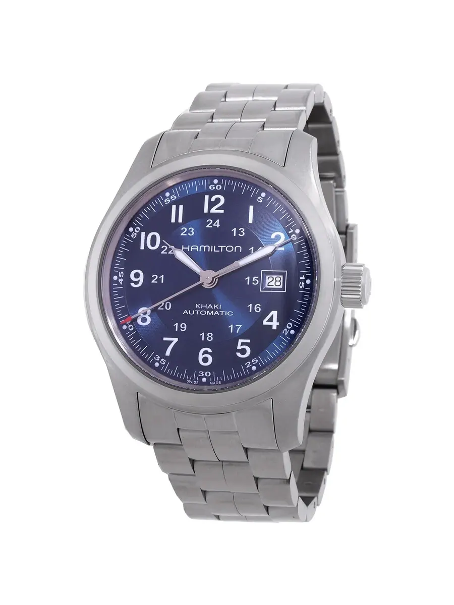 Автоматические часы Hamilton Khaki Field с синим циферблатом H70605140 — изображение 1 из 3, оттенок серебряный
