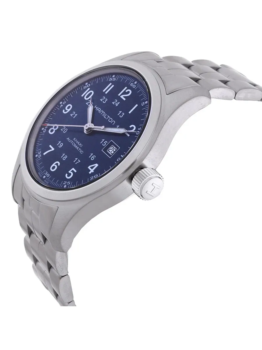 Автоматические часы Hamilton Khaki Field с синим циферблатом H70605140 — изображение 2 из 3, оттенок серебряный