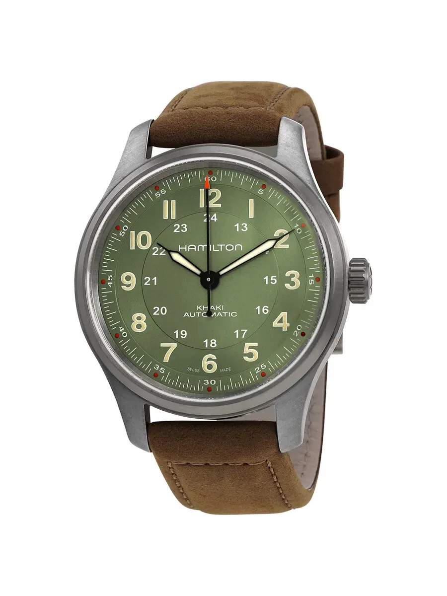 Мужские автоматические часы Hamilton Khaki Field с зеленым циферблатом, модель H70545560 — изображение 1 из 3, оттенок серый