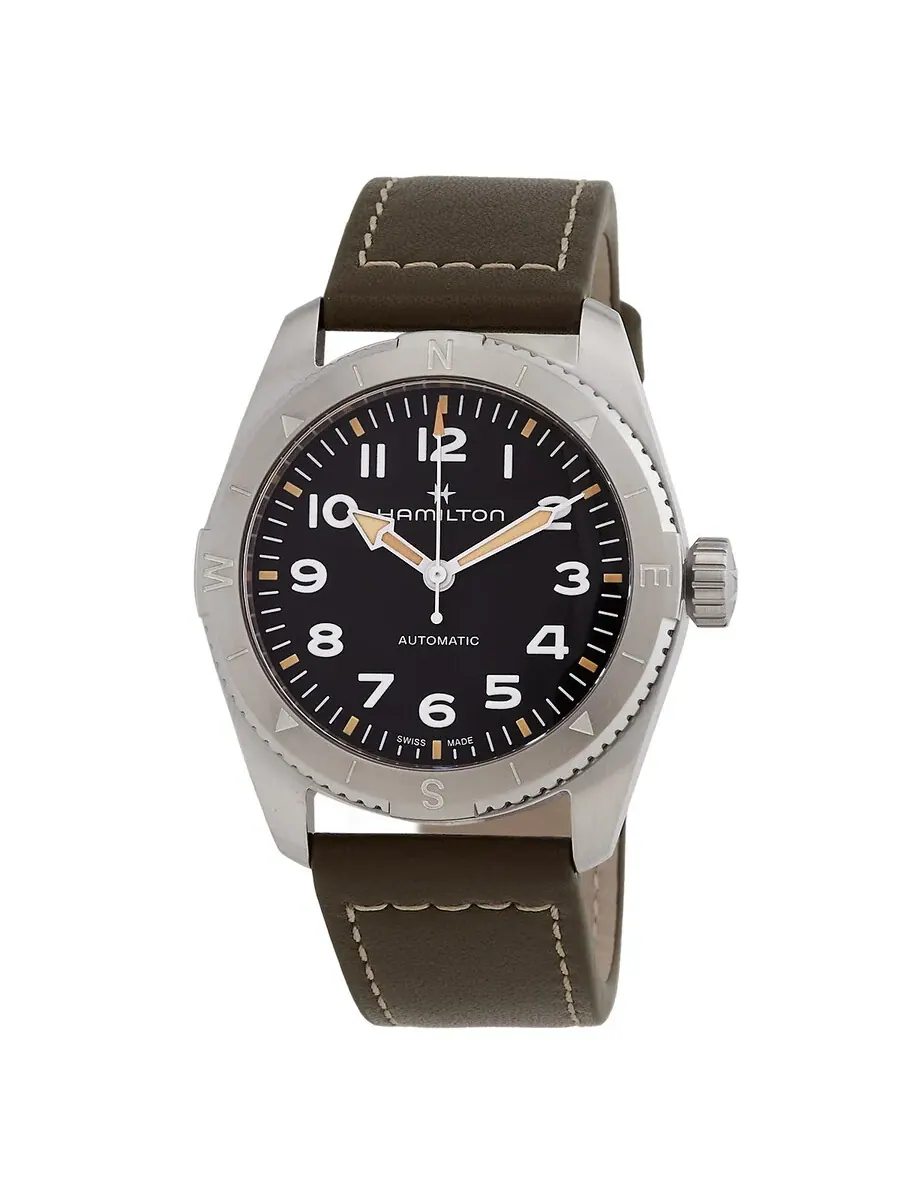 Мужские часы Hamilton Khaki Field Expedition Automatic с черным циферблатом H70225830 — серебристый