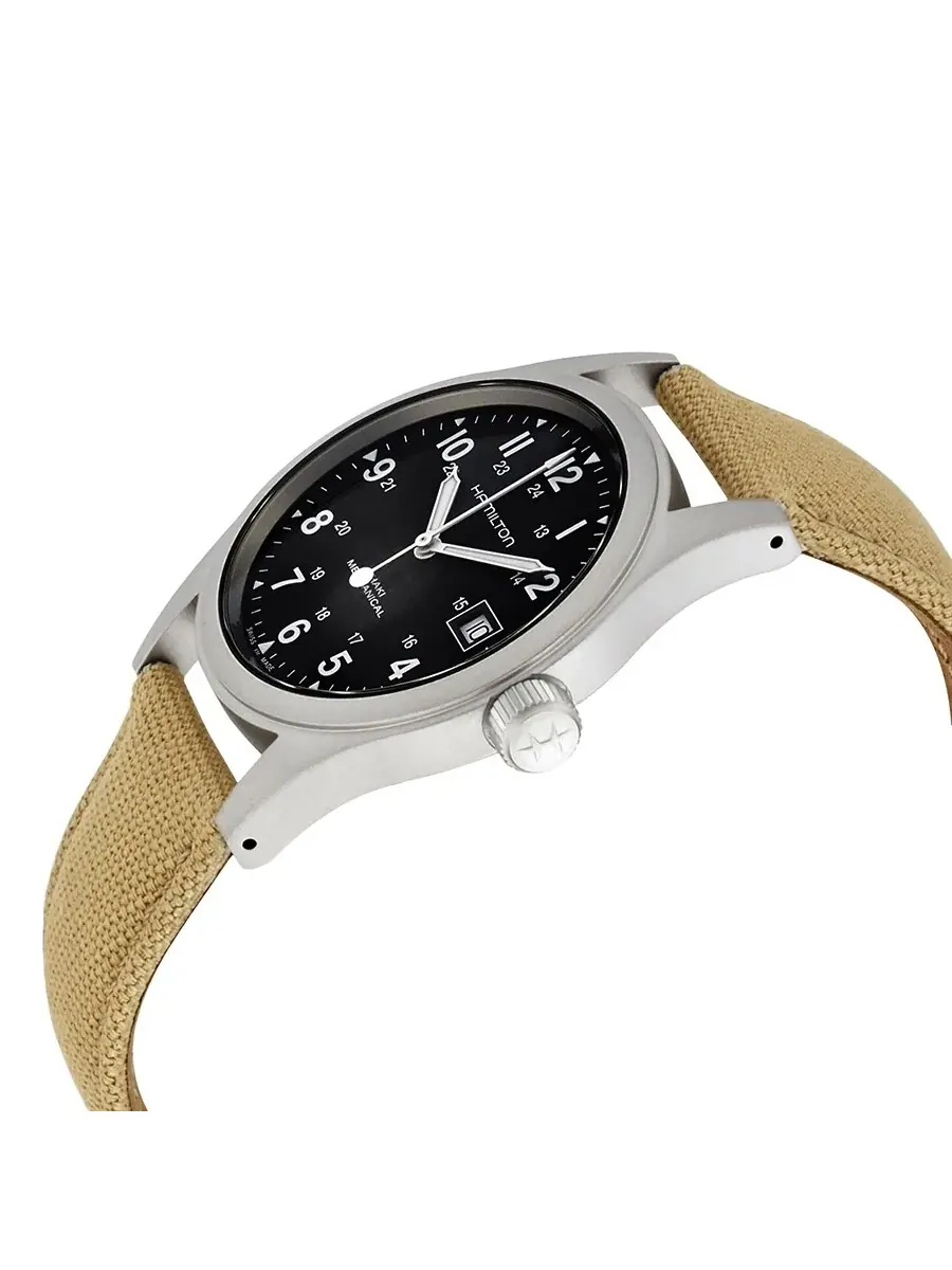 Мужские часы Hamilton Khaki Field с ручным заводом и черным циферблатом, модель H69439933 — изображение 2 из 3