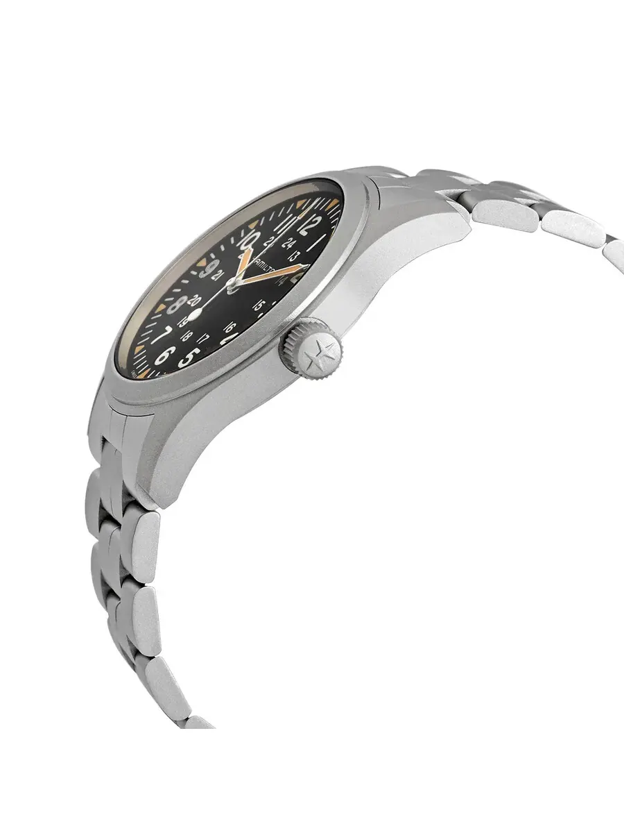 Мужские часы Hamilton Khaki Field Hand Wind с черным циферблатом H69529133 — изображение 2 из 3, оттенок серебряный