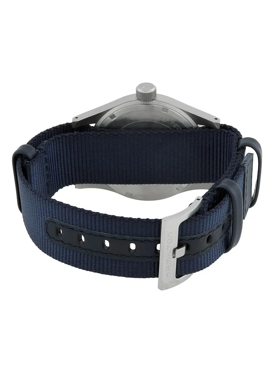 Мужские часы Hamilton Khaki Field Manual Wind с синим циферблатом H69439940 — изображение 3 из 3, оттенок серебряный