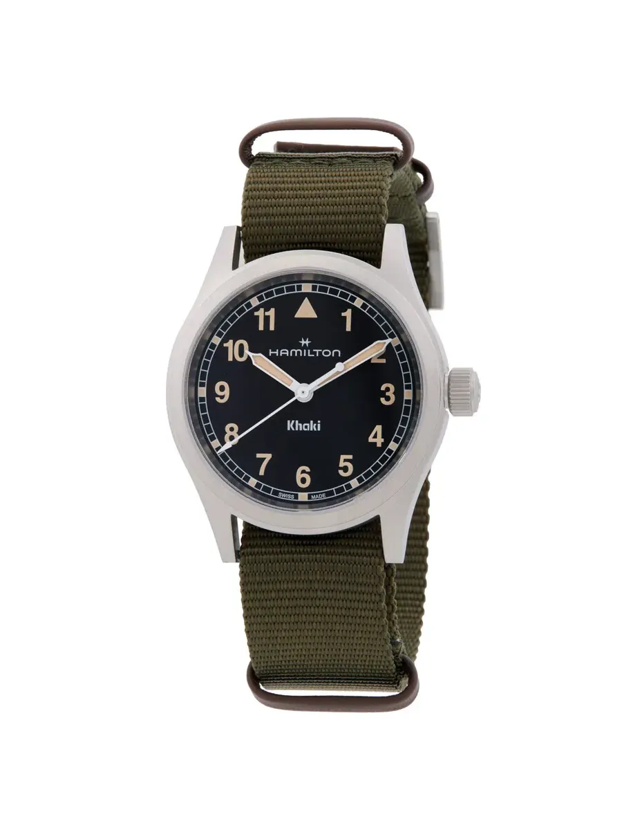 Часы Hamilton Khaki Field Quartz с черным циферблатом H69301930 — серебристый