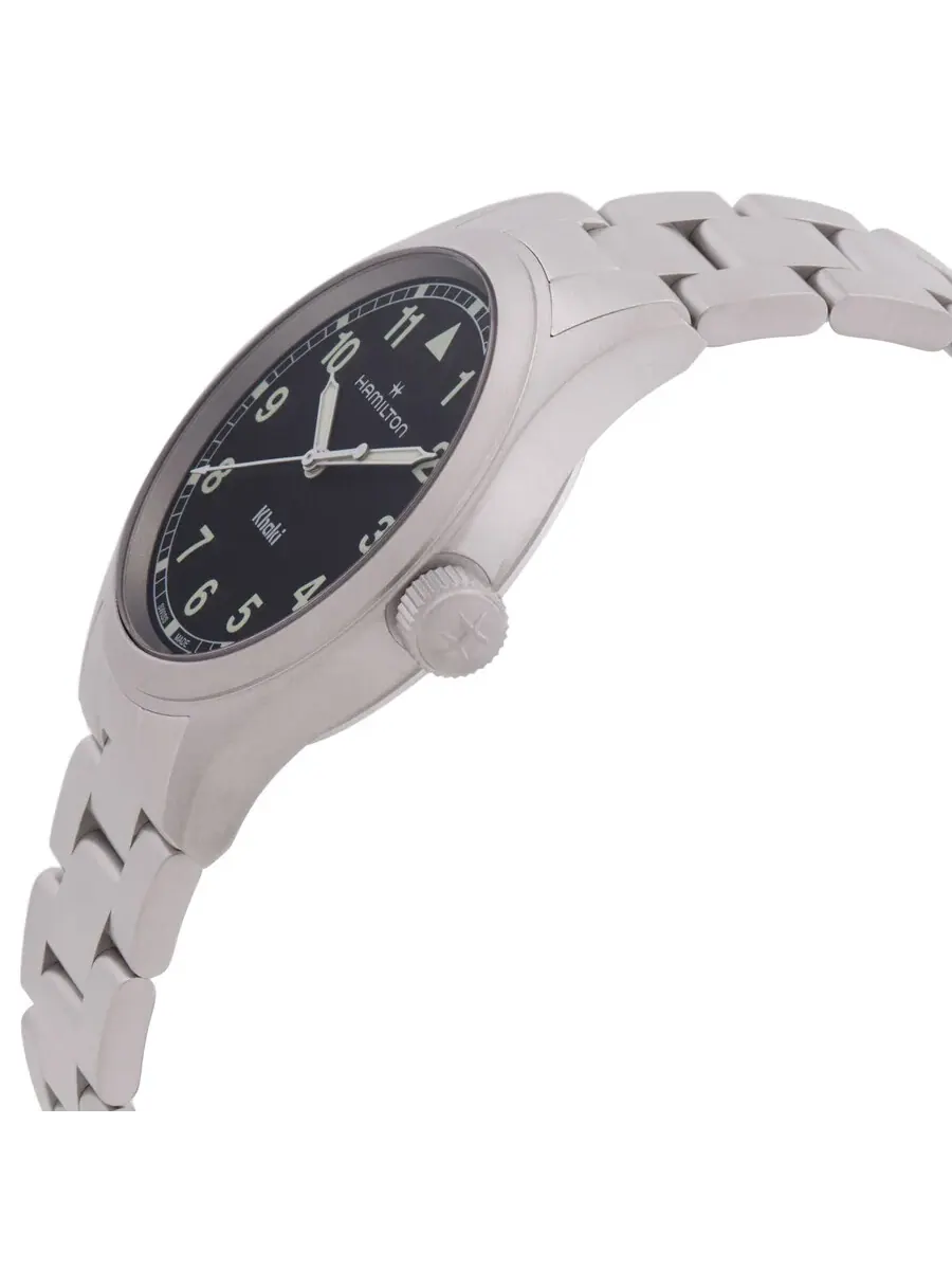 Часы Hamilton Khaki Field Quartz с черным циферблатом H69401130 — изображение 2 из 3, оттенок серебряный