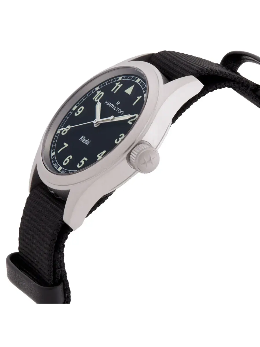 Часы Hamilton Khaki Field Quartz с черным циферблатом H69401430 — изображение 2 из 3, оттенок серебряный