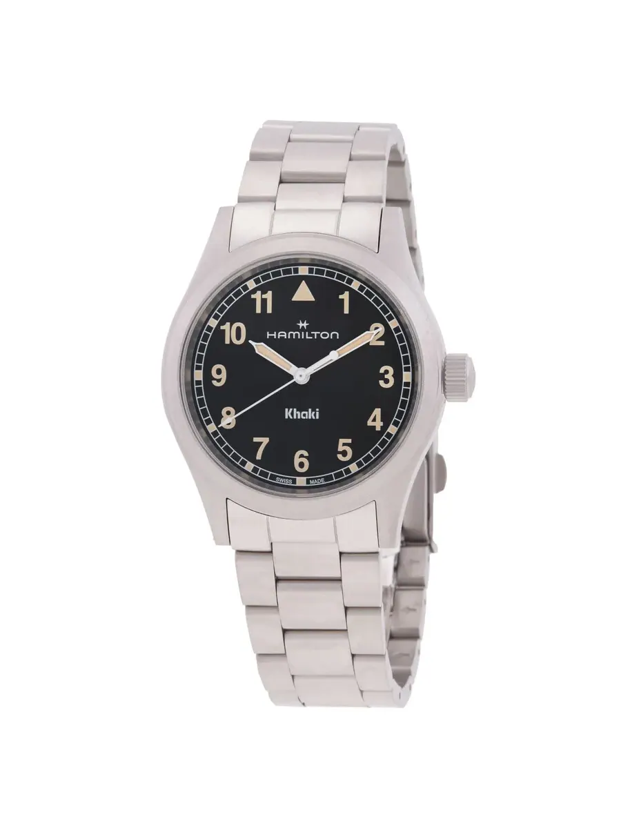 Часы Hamilton Khaki Field Quartz с черным циферблатом H69401131 — изображение 1 из 3, оттенок серебряный