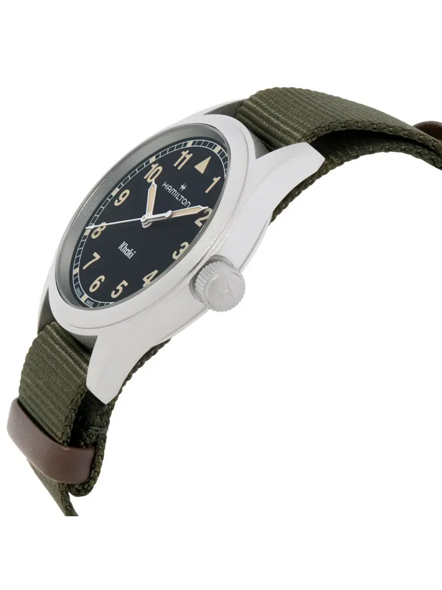 Часы Hamilton Khaki Field Quartz с черным циферблатом H69401930 — изображение 2 из 3, оттенок серебряный
