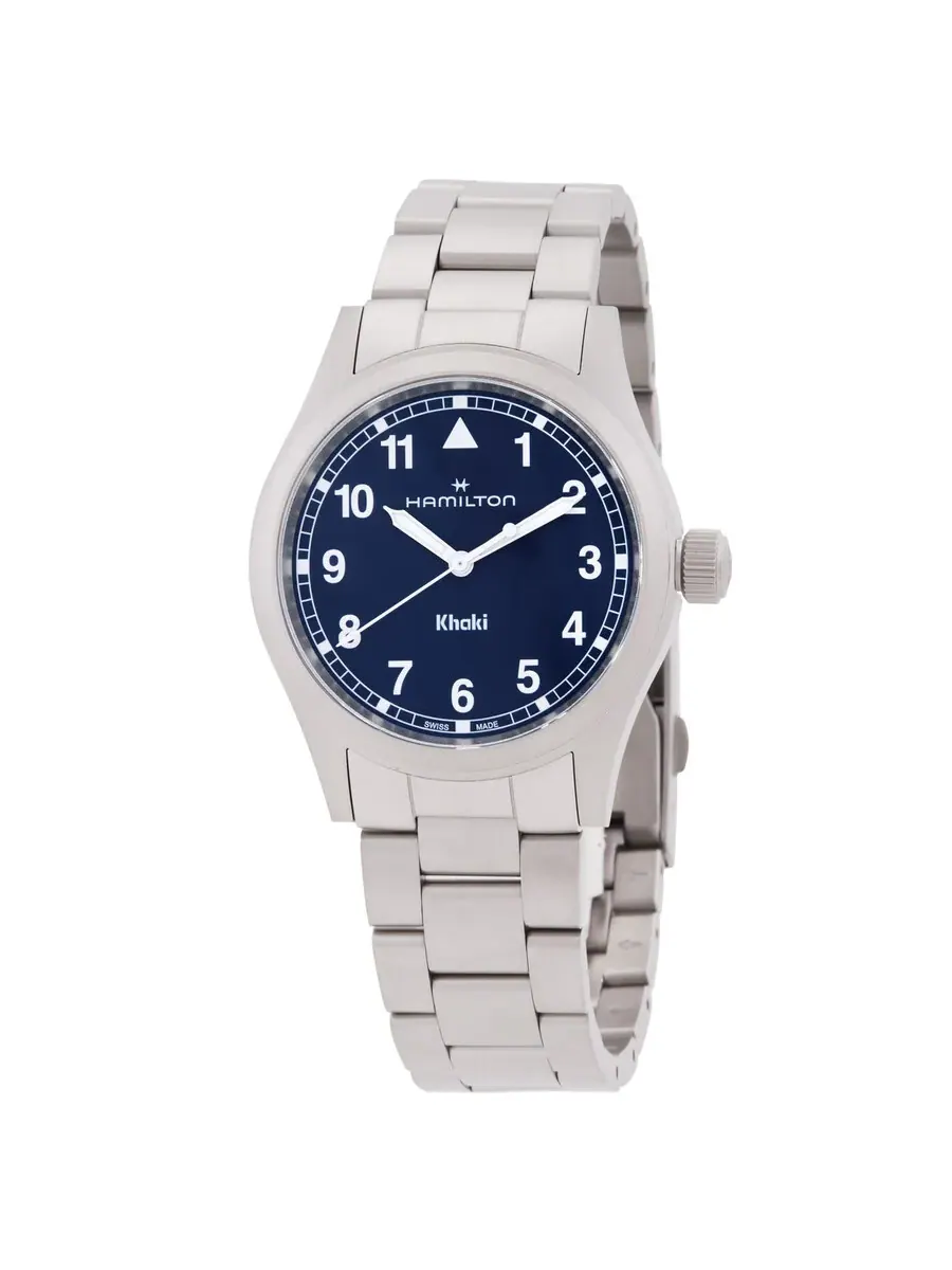 Часы Hamilton Khaki Field Quartz с синим циферблатом H69401140 — изображение 1 из 3, оттенок серебряный