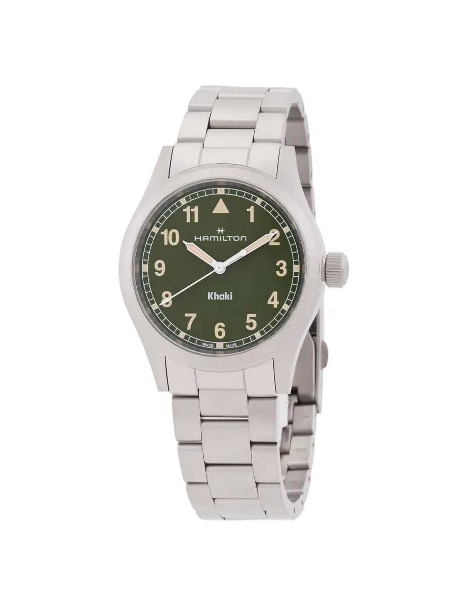 Часы Hamilton Khaki Field Quartz с зеленым циферблатом H69401160 — изображение 1 из 3, оттенок серебряный