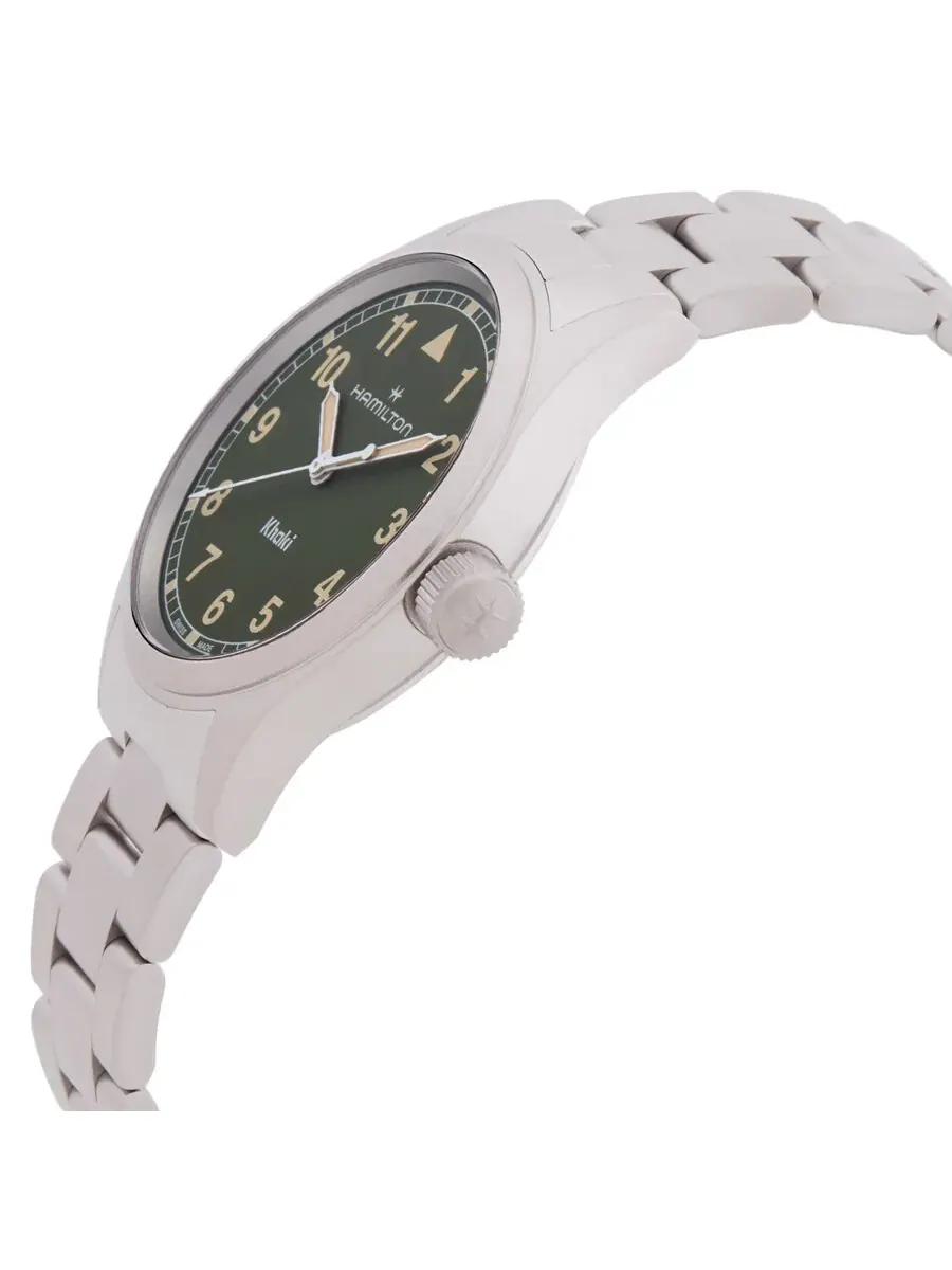 Часы Hamilton Khaki Field Quartz с зеленым циферблатом H69401160 — изображение 2 из 3, оттенок серебряный