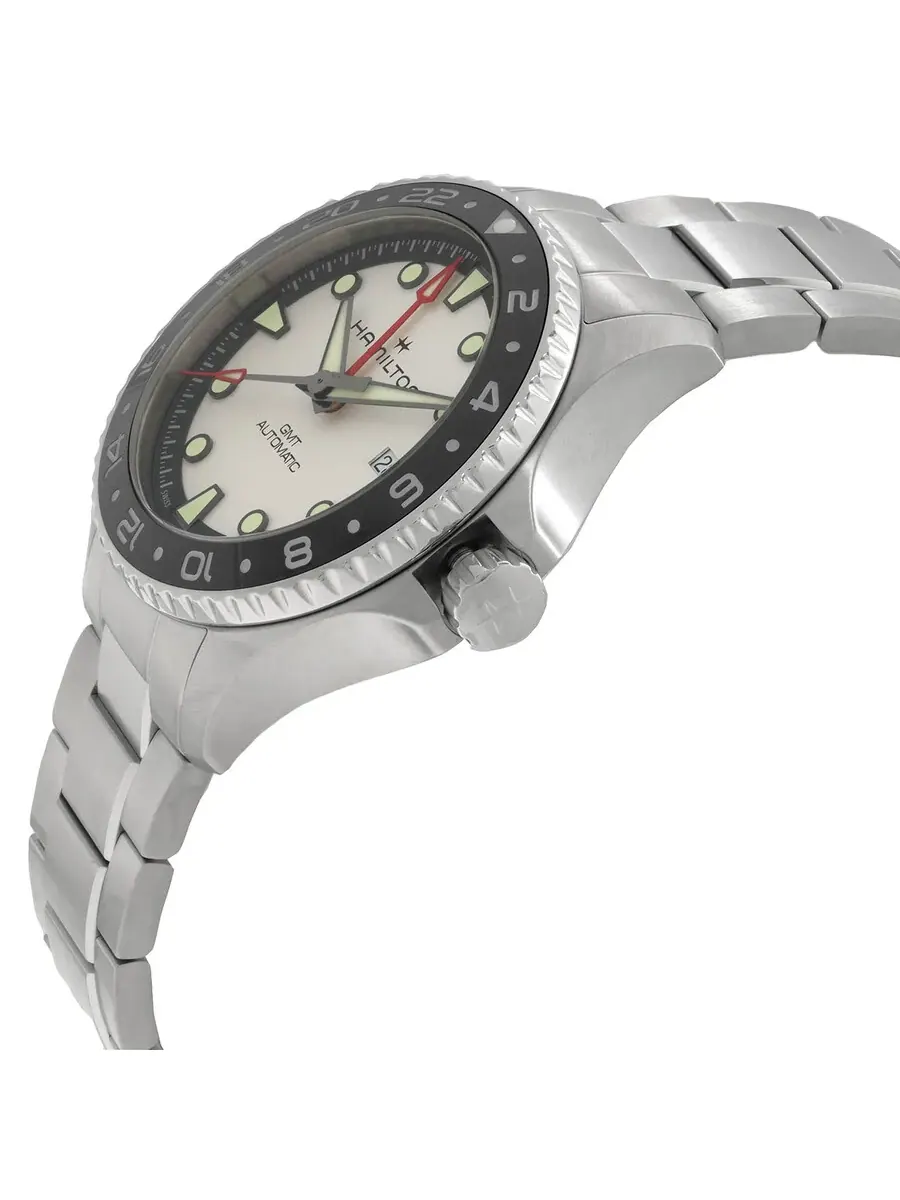 Часы Hamilton Khaki Navy GMT Automatic с серебристым циферблатом H82555150 — изображение 2 из 3, оттенок черный