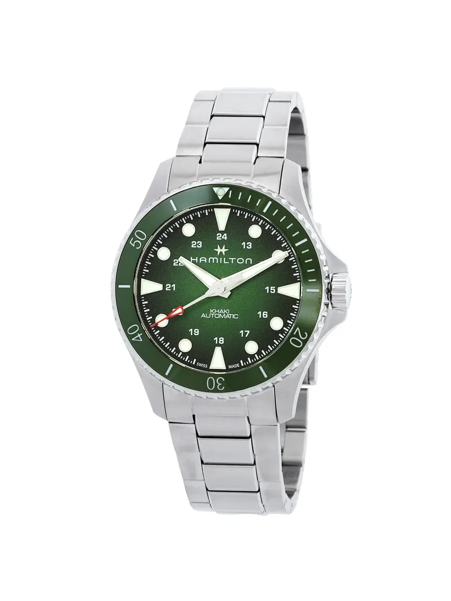 Мужские часы Hamilton Khaki Navy Scuba Automatic с зеленым циферблатом H82525160 — изображение 1 из 3, оттенок зеленый