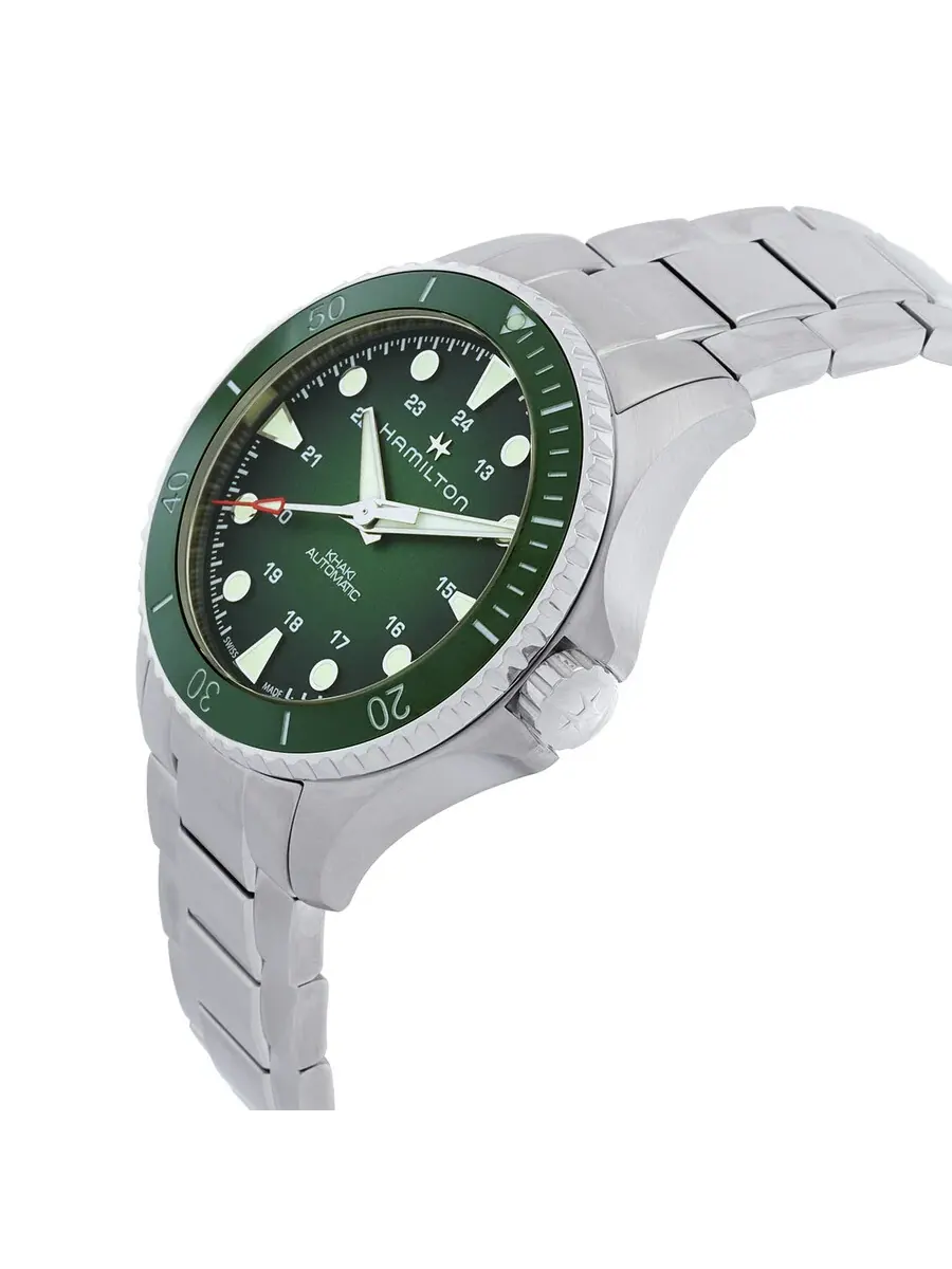Мужские часы Hamilton Khaki Navy Scuba Automatic с зеленым циферблатом H82525160 — изображение 2 из 3, оттенок зеленый