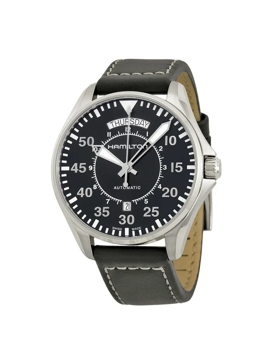 Мужские часы Hamilton Khaki Pilot с автоматическим механизмом и черным циферблатом H64615735 — изображение 1 из 4