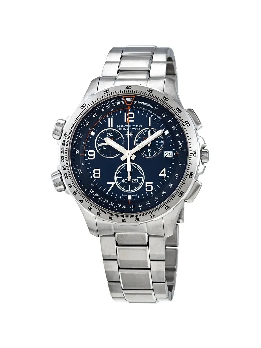 Мужские часы Hamilton Khaki X-Wind Quartz с синим циферблатом H77922141 — изображение 1 из 3, оттенок серебряный
