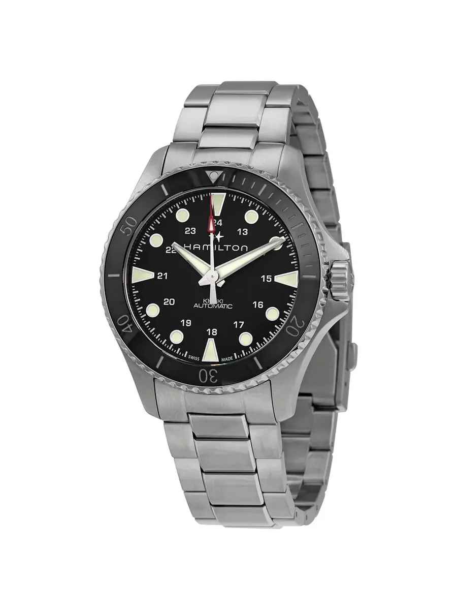 Мужские автоматические часы Hamilton Khaki Navy Scuba с черным циферблатом, модель H82515130 — изображение 1 из 3