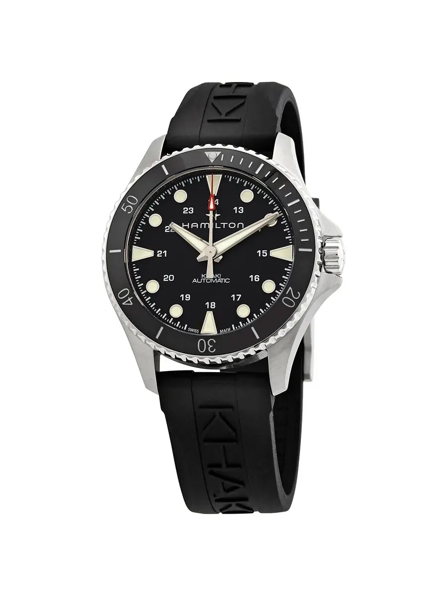 Мужские часы Hamilton Scuba Automatic с черным циферблатом H82515330 — изображение 1 из 3, оттенок серебряный