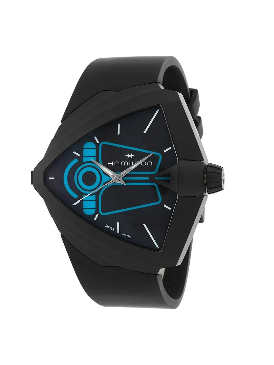 Мужские часы Hamilton Ventura Quartz с черным циферблатом H24614330 — черный
