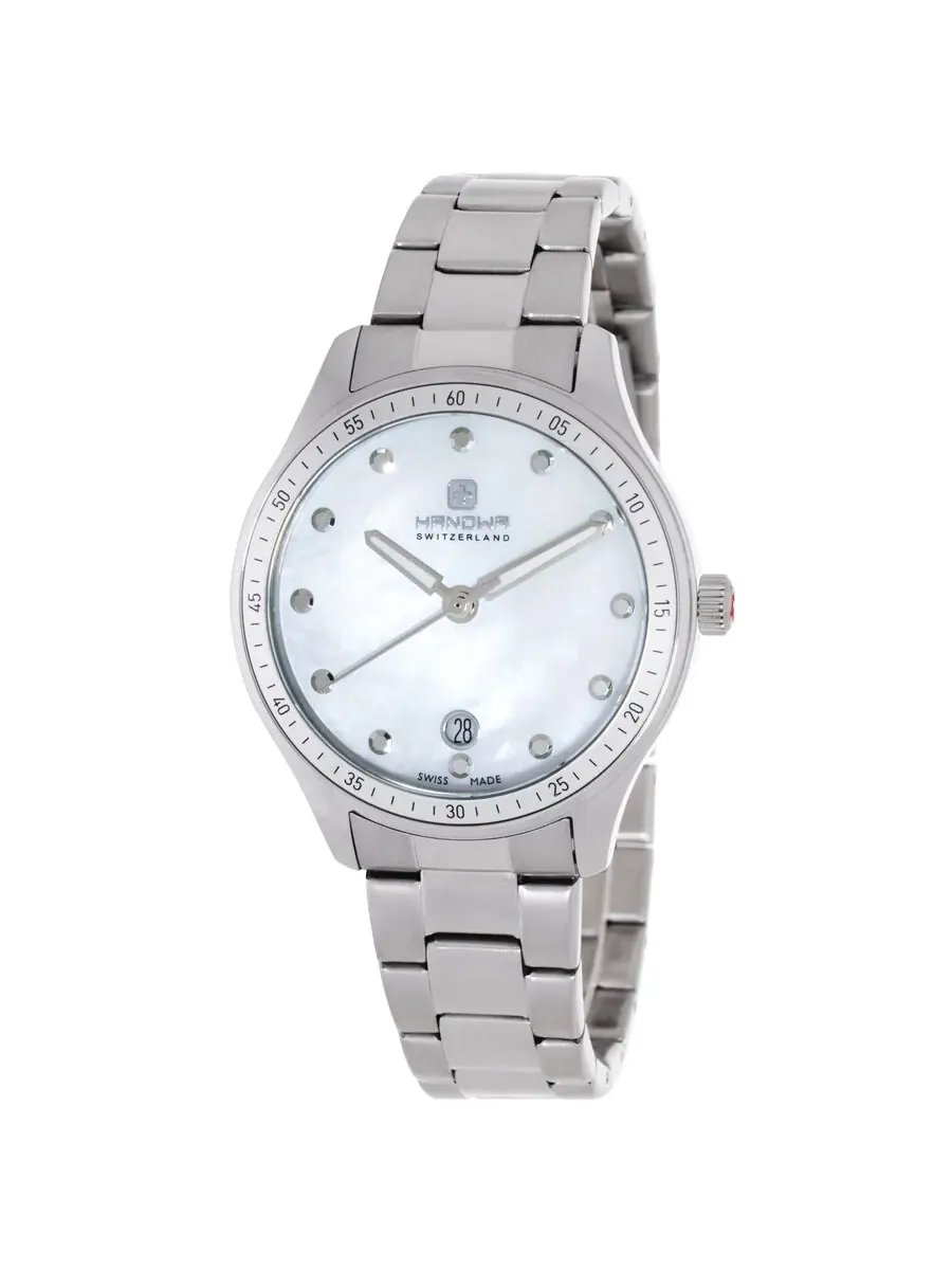 Женские часы Hanowa Ajoie Quartz с белым перламутровым циферблатом HAWLH2200301 — серебристый
