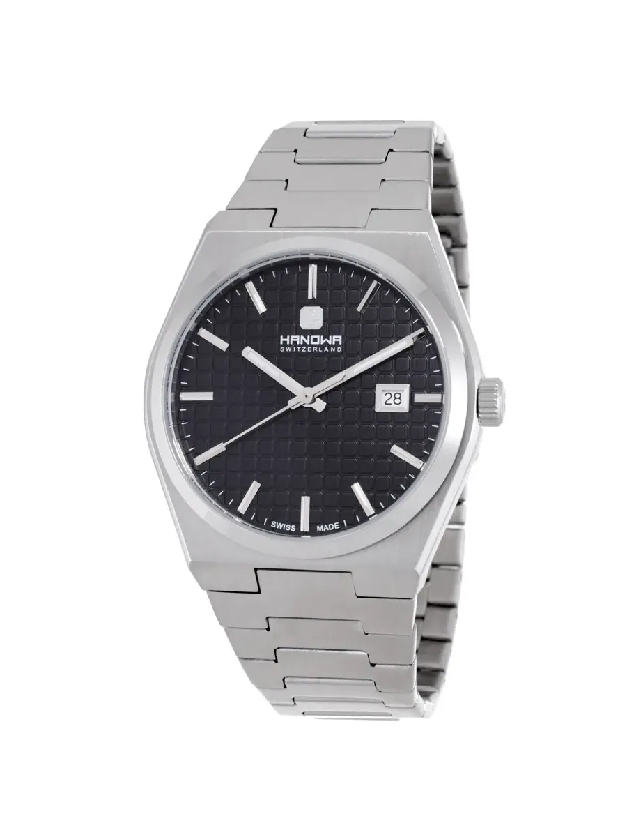 Мужские часы Hanowa Goms Quartz с черным циферблатом HAWGH0002501 — серебристый