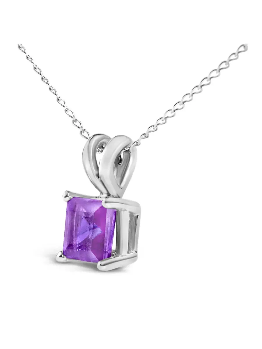 Кулон-ожерелье Haus of Brilliance из белого золота 14K с сиреневым аметистом формы квадрата 5x5 мм солитер