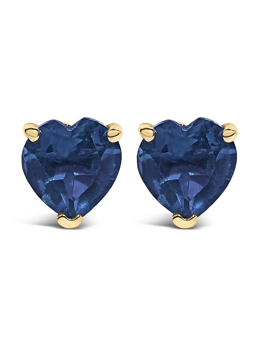 Серьги-гвоздики Haus of Brilliance с синим сапфиром в форме сердца 5 мм, золото 14K — изображение 1 из 5, оттенок синий