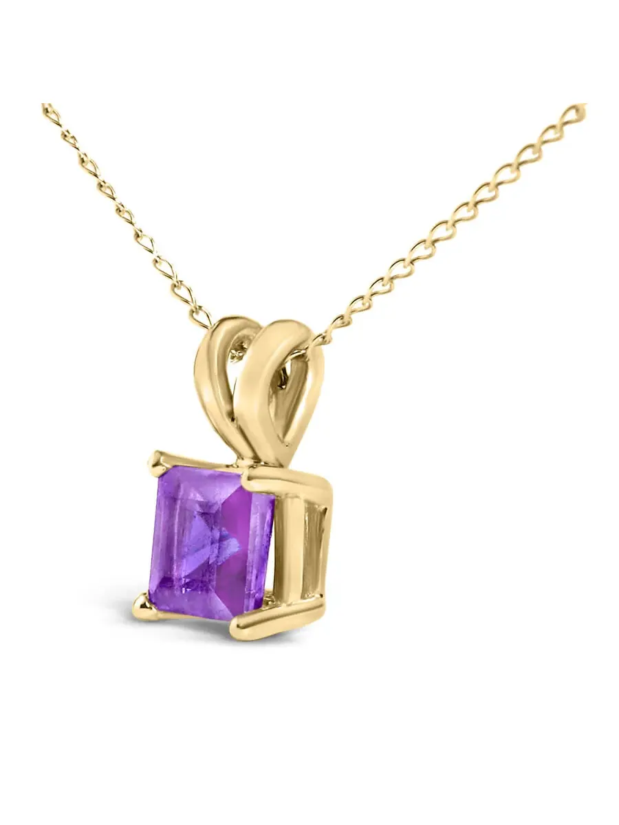 Кулон-ожерелье Haus of Brilliance из желтого золота 14K с сиреневым аметистом квадратной формы 5x5 мм солитер