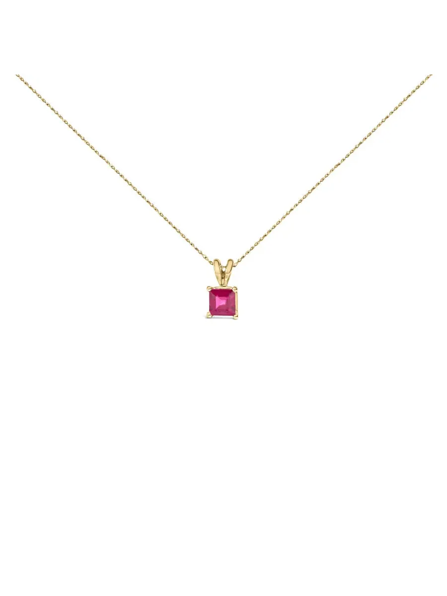 Подвеска-ожерелье Haus of Brilliance из желтого золота 14K с квадратным красным рубином 5x5 мм — изображение 1 из 5