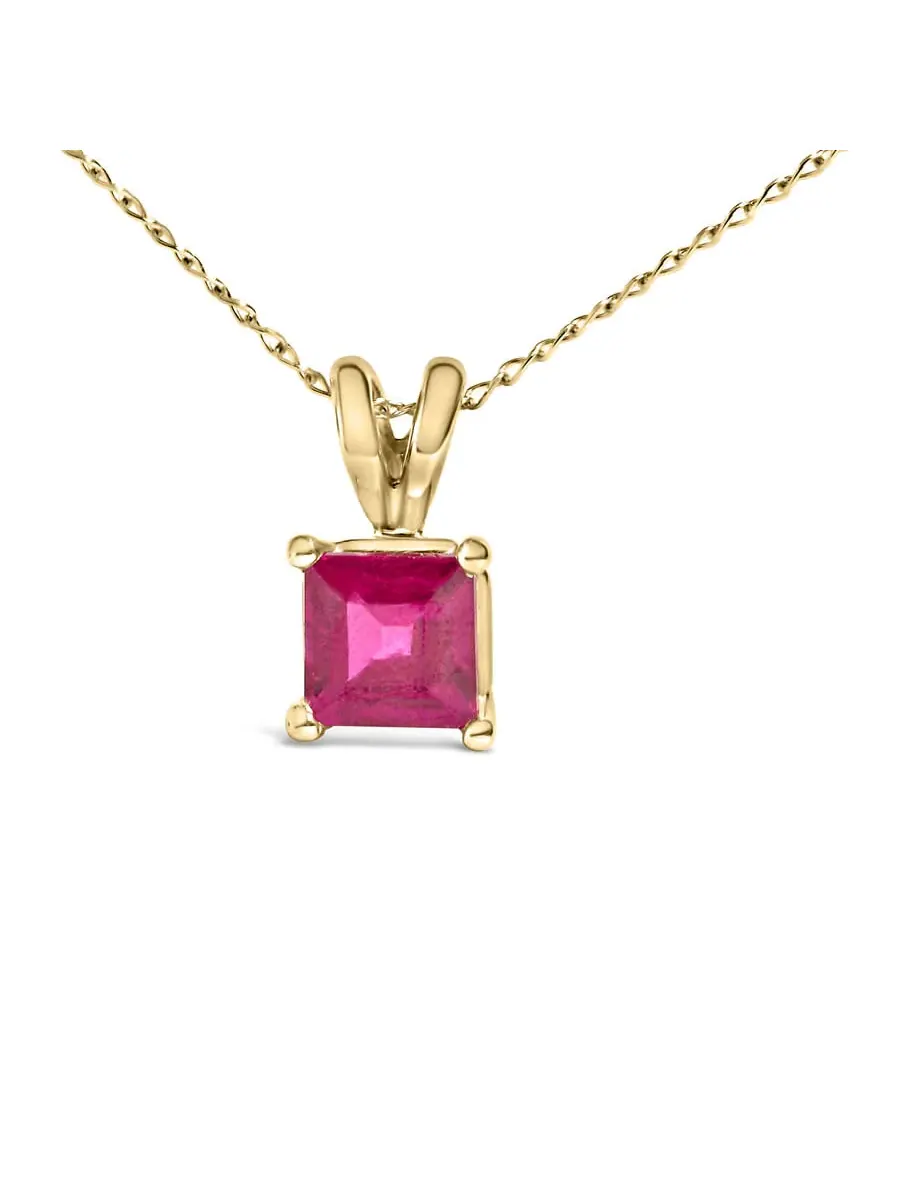 Подвеска-ожерелье Haus of Brilliance из желтого золота 14K с квадратным красным рубином 5x5 мм — изображение 2 из 5